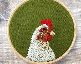 Cluck Chicken Hand Embroidery Hoop instant download pdf pattern hen hoop pattern