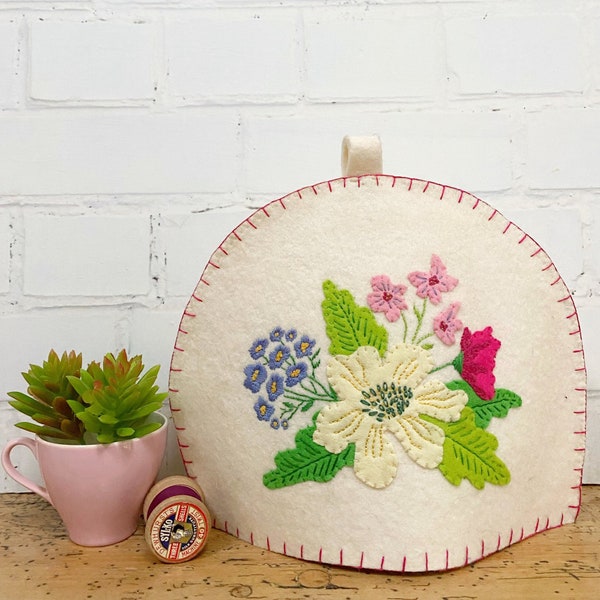 Vintage Nostalgia Floral Felt Tea Cosy Cozy sewing pattern pdf instant download