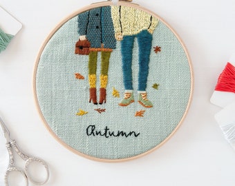 Autumn Loving Fall Hand Embroidery Hoop pattern pdf instant download