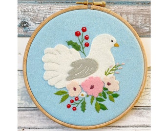 Christmas Dove of Peace Easy Applique Embroidery Pattern pdf instant download