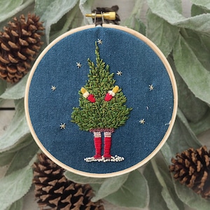 Bringing Home the Tree Hand Embroidery pdf pattern instant download