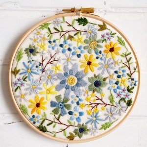 Sunshine Blossom Hoop Hand Embroidery Pattern pdf instant download