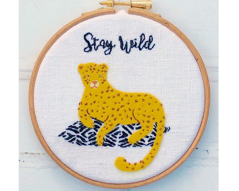 Stay Wild Hand Embroidery Hoop pattern pdf file instant download image 1