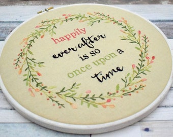 Happily Ever After Hand Embroidery Hoop pdf pattern instant download