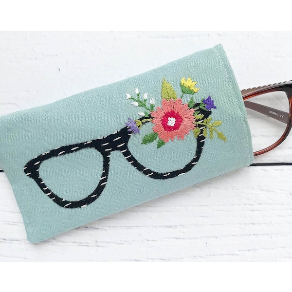 Hand Embroidered Glasses Case Pattern pdf instant download