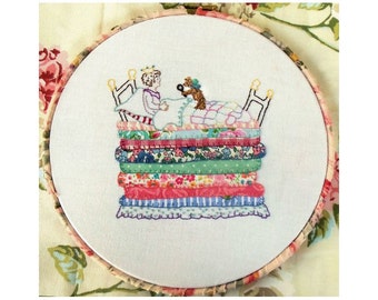 Princess and the Pea hand embroidery pdf pattern download