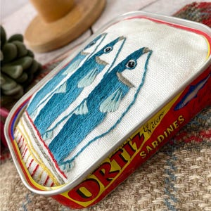 Sardines Pin Cushion Hand Embroidery Pattern: Beginner Sewing Project (PDF Pattern)