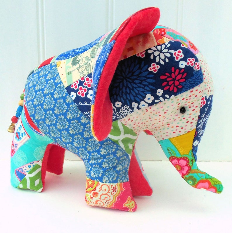 Charlie the Patchwork Elephant digital soft toy pattern image 1