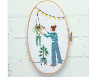 The Indoor Gardener Hand Embroidery Hoop pdf pattern instant download