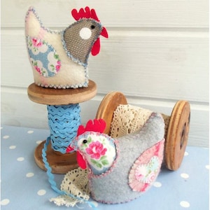 Two French Hens softies pdf pattern instant download