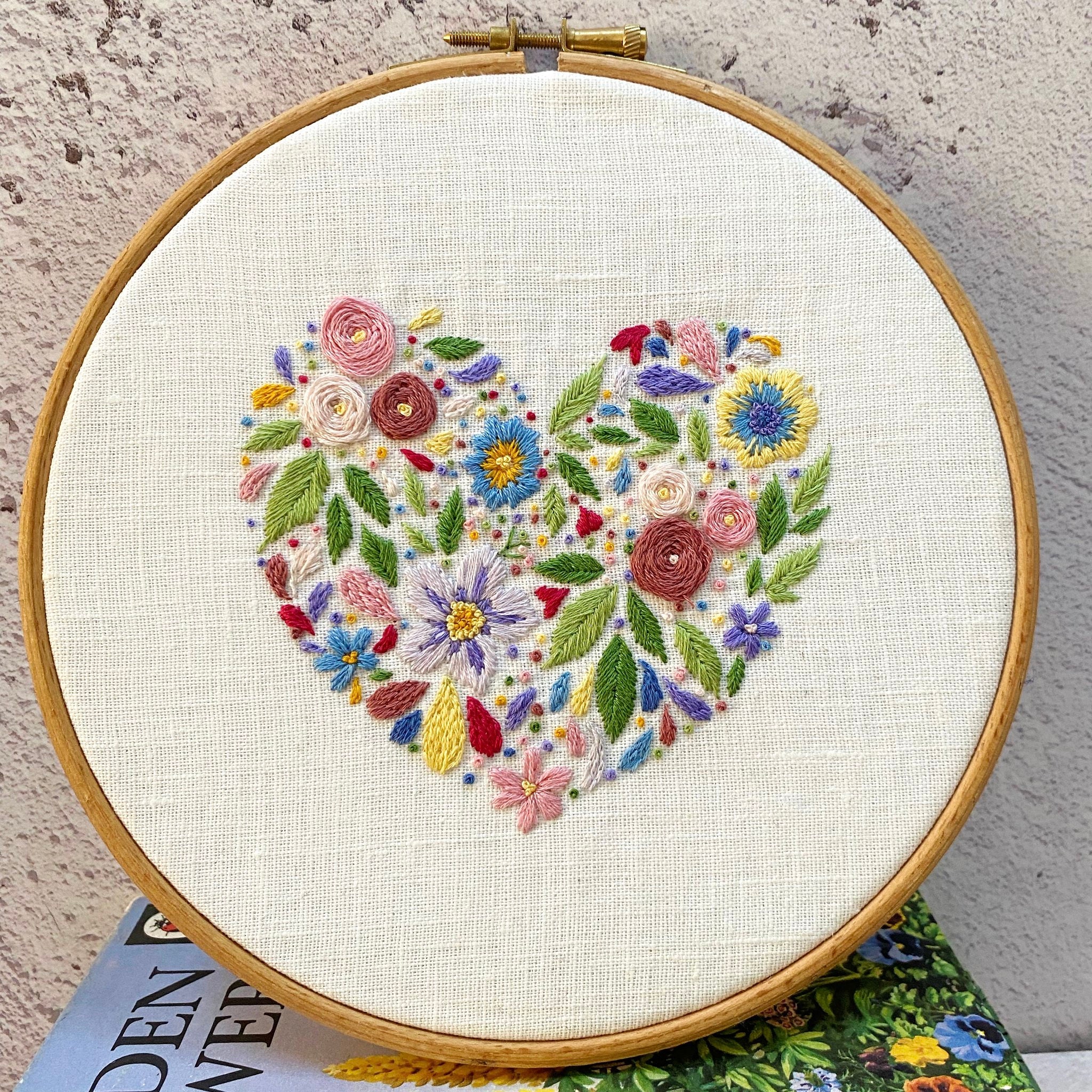 Floral Heart Hand Embroidery Hoop Art Pdf Pattern Instant Download - Etsy