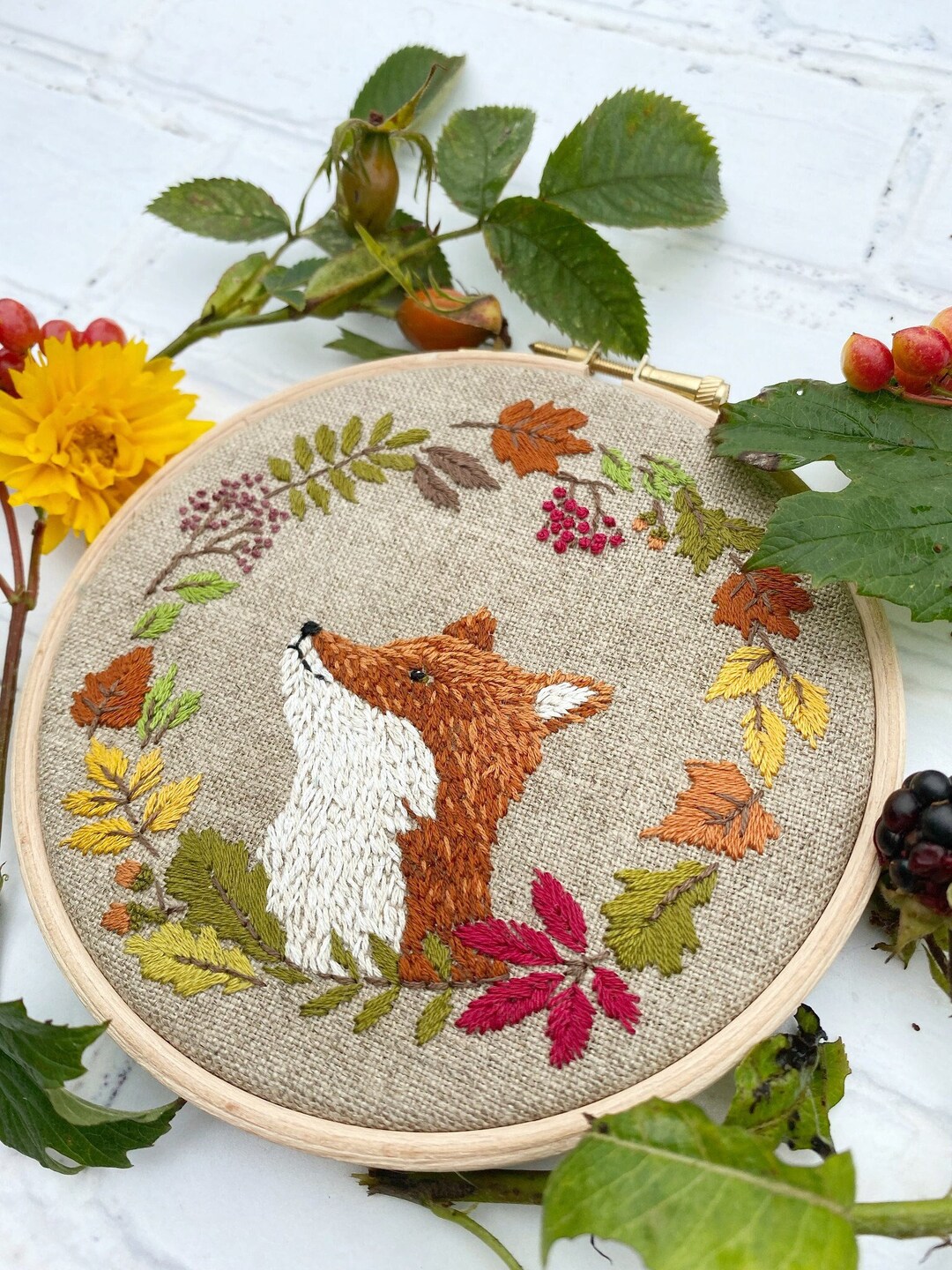 Woodland Fox Hand Embroidery Hoop Pattern Pdf Instant Download ...