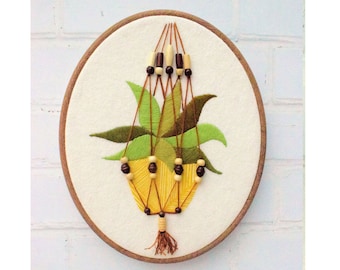 Macrame Succulent Hoop pdf hand embroidery pattern instant download