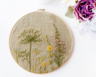 Summers End Hoop hand embroidery pdf pattern