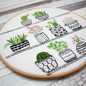Rosie's House Plants hand embroidery hoop succulents pdf instant download pattern image 5