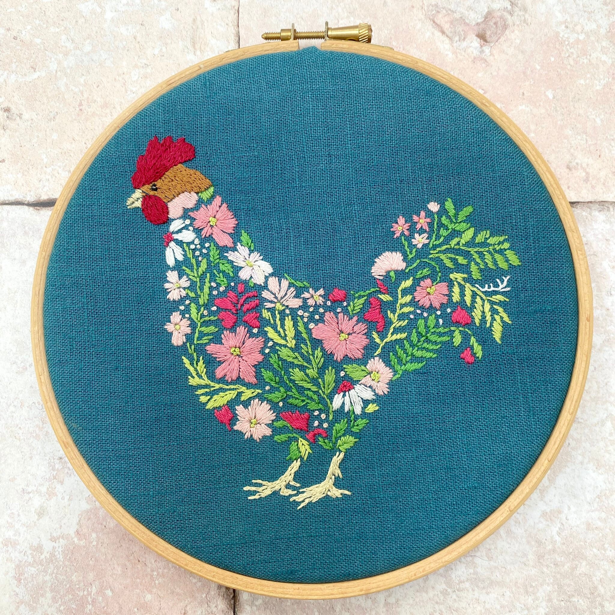 Spring Chicken Pinkeep Pattern Spring Chicken a Floral Chicken Pattern That's Easy to Stitch Instant ...