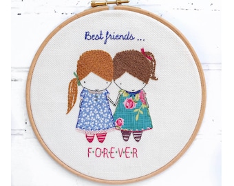 Best Friends Forever Hand Embroidery Pattern pdf instant download