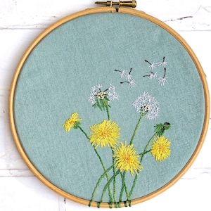 Embroidered Dandelions Hoop Hand Embroidery Pattern pdf file instant download