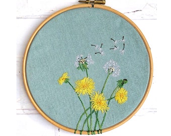 Embroidered Dandelions Hoop Hand Embroidery Pattern pdf file instant download