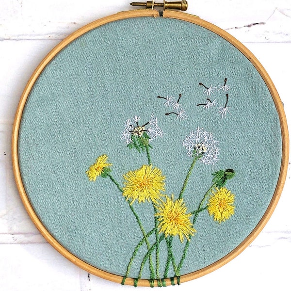 Embroidered Dandelions Hoop Hand Embroidery Pattern pdf file instant download