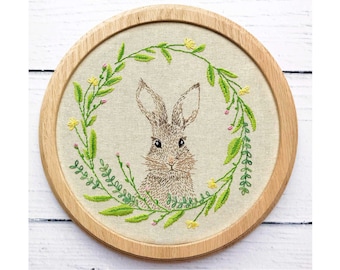 Baby Bunny Rabbit Hand Embroidery Hoop pdf pattern instant download