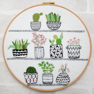Rosie's House Plants hand embroidery hoop succulents pdf instant download pattern image 3