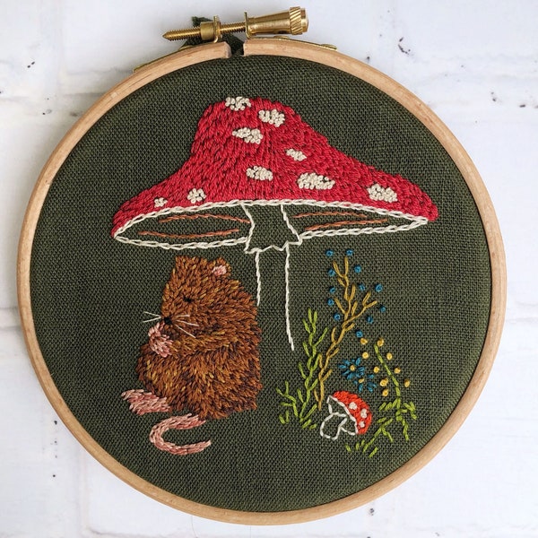 Afternoon Nap Embroidered Dormouse pattern and tutorial pdf instant download