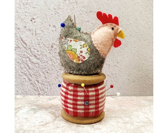 Little Red Hen Pin Cushion Chicken Pincushion Felt Sewing Digital Pattern Instant Download