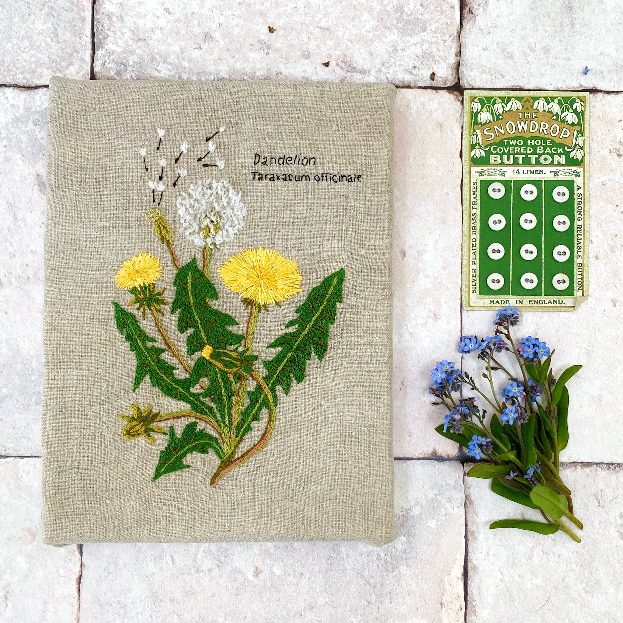 植物タンポポの手刺繍パターン、デジタルPDFファイル、即時