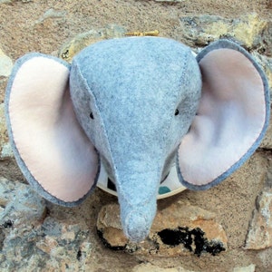 Little Elephant Felt Trophy Head pattern pdf instant download