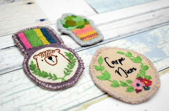 Hand Embroidered Patches Embroidery Pattern Pdf Instant Download 