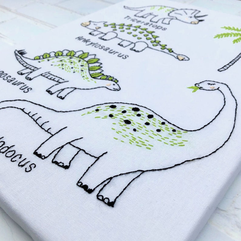 Freddie's Dinosaurs Easy Hand Embroidery Pattern pdf instant download image 2