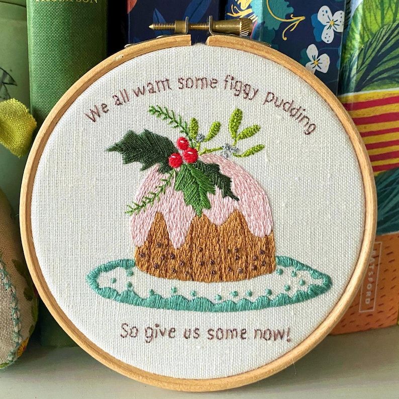 Figgy Pudding Hand Embroidery Pattern, Christmas Beginner DIY (PDF) - Etsy