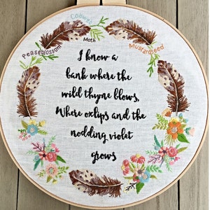 Midsummer Night's Dream Embroidered Hoop instant download pattern image 1