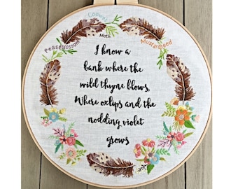 Midsummer Night's Dream Embroidered Hoop instant download pattern