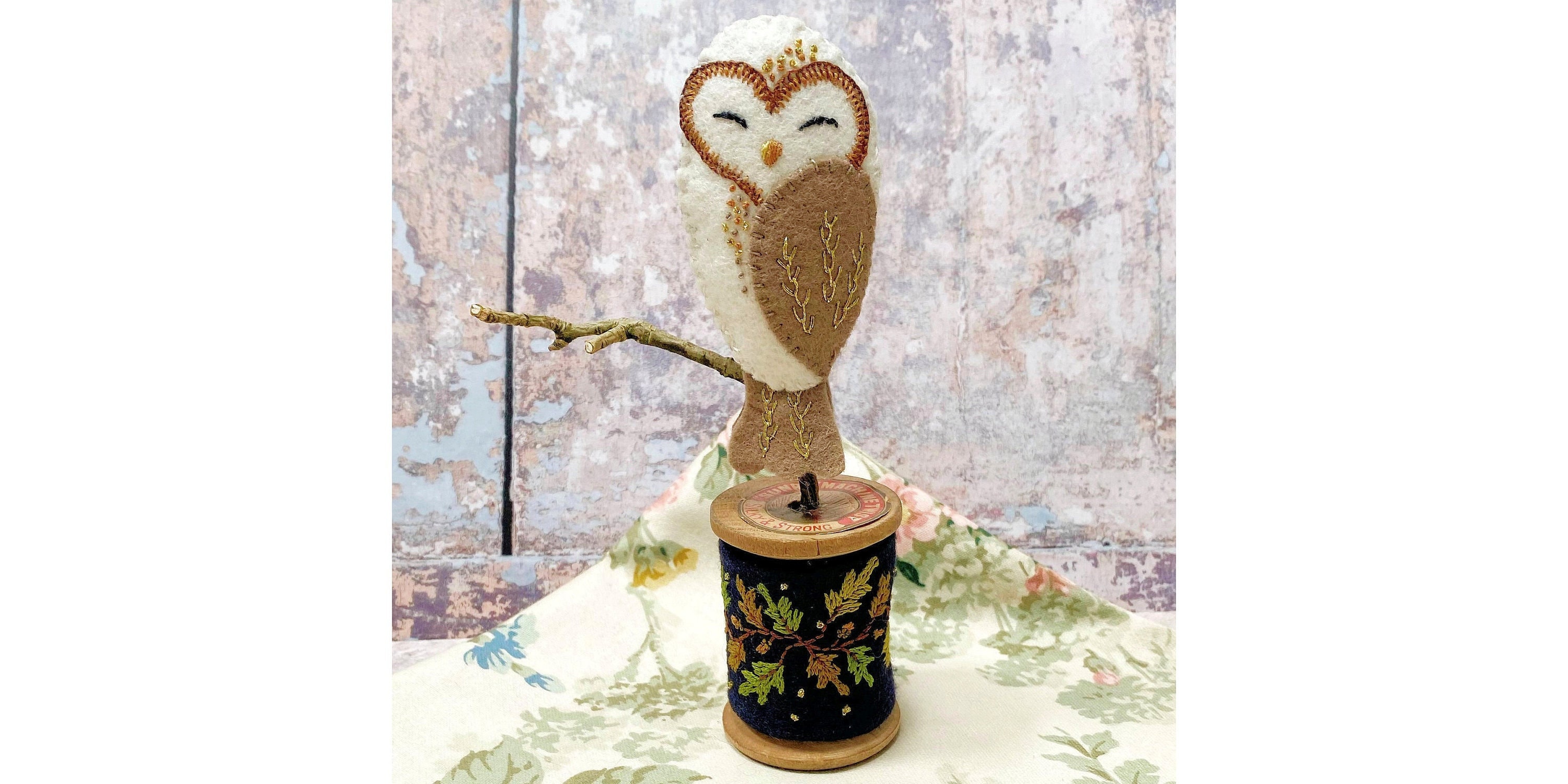 Felt Owl Ornament Pattern: Embroidered Bobbin, Spool Decor (PDF Pattern)