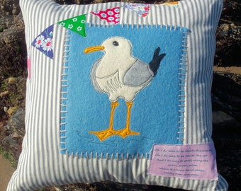 Seaside Seagull Cushion (Pillow) Cover pdf Pattern download