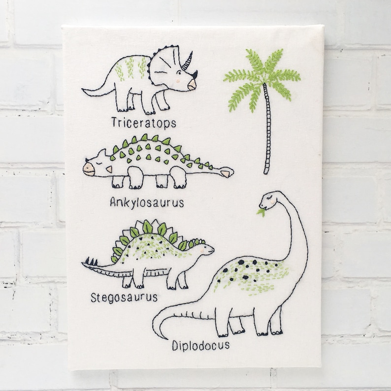 Freddie's Dinosaurs Easy Hand Embroidery Pattern pdf instant download image 3