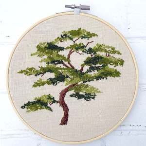In Full Leaf Hoop Hand Embroidery Pattern pdf Instant Download botanical tree contemporary embroidery