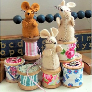 Cotton Spool Mice downloadable pdf softie pattern image 1