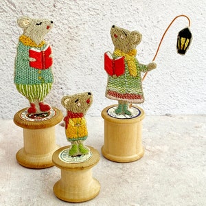 Christmas Carol Singing Bobbin Mice Mouse Family craft project hand embroidery digital pattern download image 3