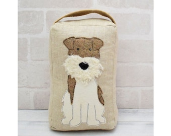 Scruffy Dog Applique Door Stop sewing pattern instant download pdf file
