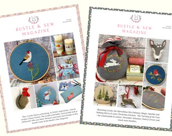 Twelve month (annual) subscription to the Bustle & Sew Magazine digital publication pdf sewing embroidery magazine