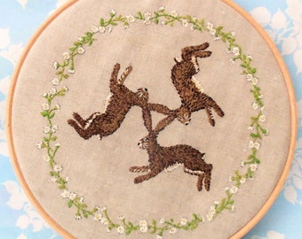 Three Hares Embroidery pdf Pattern