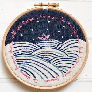 Stormy Seas Embroidery Hoop Pattern: Beginner Friendly (PDF Download)