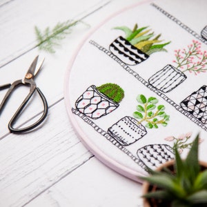 Rosie's House Plants hand embroidery hoop succulents pdf instant download pattern image 2