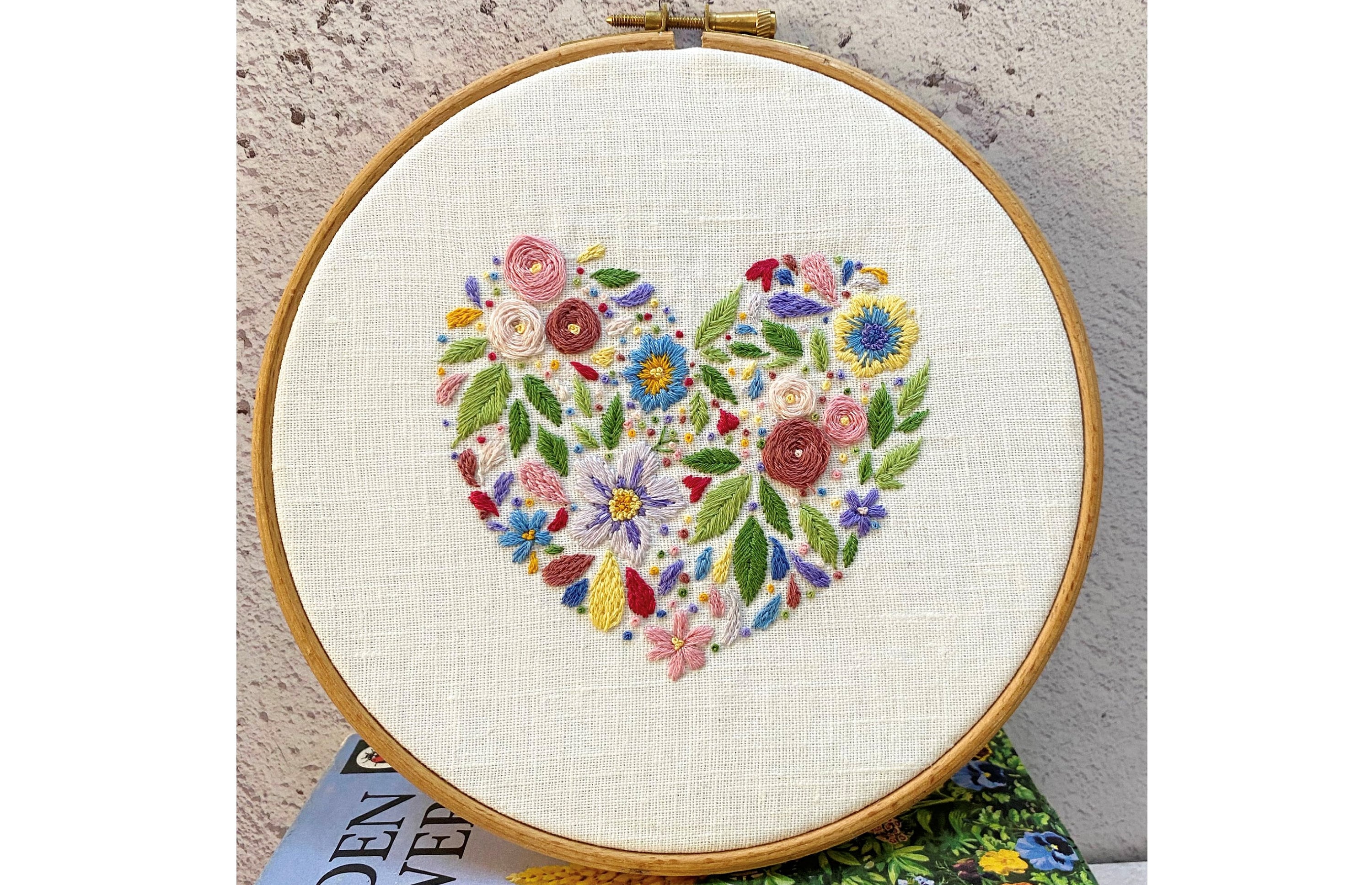 Floral Heart Hand Embroidery Hoop Art Pdf Pattern Instant Download - Etsy