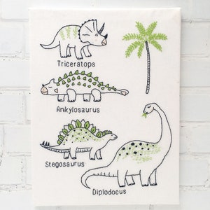 Freddie's Dinosaurs Easy Hand Embroidery Pattern pdf instant download image 1