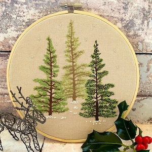 Winter Woodland Stickmuster, Stickmuster: Schnee Tannenbaum (PDF Download)