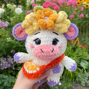 Milk Cow with flowers and bag Plush Crochet Pattern | Milk Cow Pattern | Baby Cow Amigurumi PDF | Crochet Animal | Crochet Pattern Amigurumi